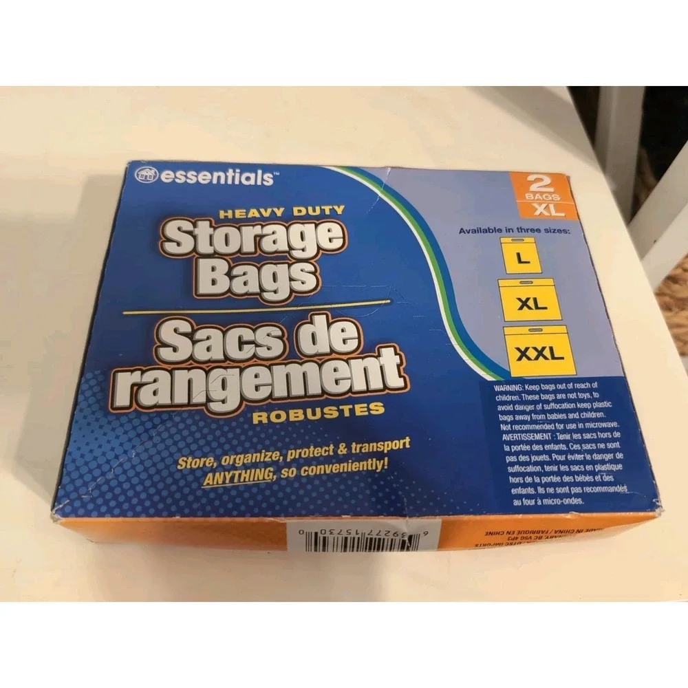 Essentials XL Heavy Duty Storage Bag 20.5in x 17in with Handle Sealed Box‎